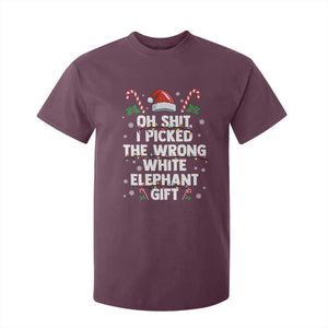 Funny Oh Shit I Picked The Wrong White Elephant Gift T Shirt For Kid Christmas Gift Exchange Santa Hat TS11 Maroon Print Your Wear