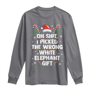 Funny Oh Shit I Picked The Wrong White Elephant Gift Long Sleeve Shirt Christmas Gift Exchange Santa Hat TS11 Charcoal Print Your Wear
