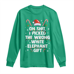 Funny Oh Shit I Picked The Wrong White Elephant Gift Long Sleeve Shirt Christmas Gift Exchange Santa Hat TS11 Irish Green Print Your Wear