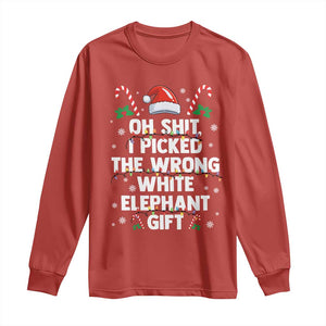 Funny Oh Shit I Picked The Wrong White Elephant Gift Long Sleeve Shirt Christmas Gift Exchange Santa Hat TS11 Red Print Your Wear