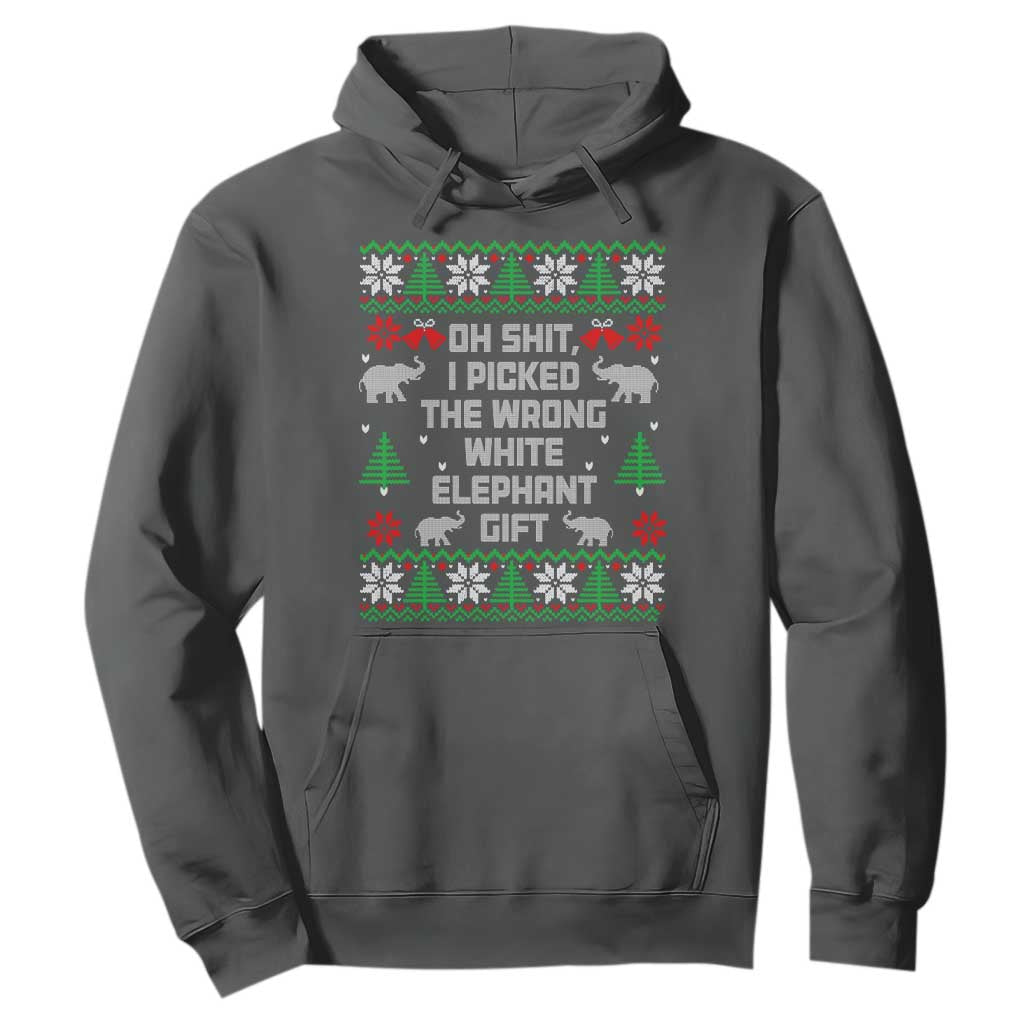 Funny Oh Shit I Picked The Wrong White Elephant Gift Hoodie Christmas Gift Exchange TS11 Dark Heather Print Your Wear