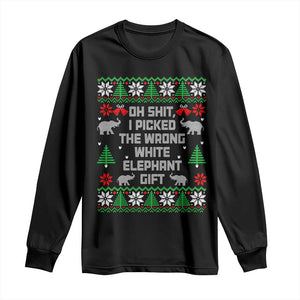 Funny Oh Shit I Picked The Wrong White Elephant Gift Long Sleeve Shirt Christmas Gift Exchange TS11 Black Print Your Wear