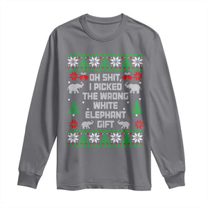 Funny Oh Shit I Picked The Wrong White Elephant Gift Long Sleeve Shirt Christmas Gift Exchange TS11 Charcoal Print Your Wear