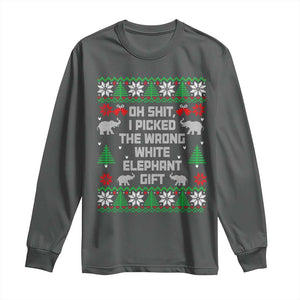 Funny Oh Shit I Picked The Wrong White Elephant Gift Long Sleeve Shirt Christmas Gift Exchange TS11 Dark Heather Print Your Wear