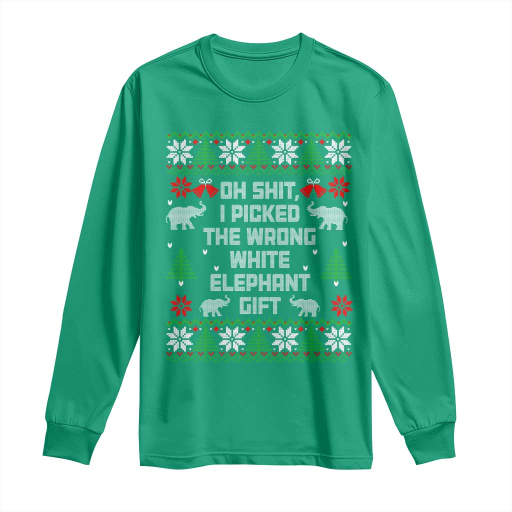 Funny Oh Shit I Picked The Wrong White Elephant Gift Long Sleeve Shirt Christmas Gift Exchange TS11 Irish Green Print Your Wear