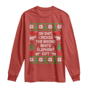 Funny Oh Shit I Picked The Wrong White Elephant Gift Long Sleeve Shirt Christmas Gift Exchange TS11 Red Print Your Wear