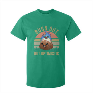 Funny Christmas Pudding T Shirt For Kid Burn Out But Optimistic Blue Flame TS11 Irish Green Print Your Wear