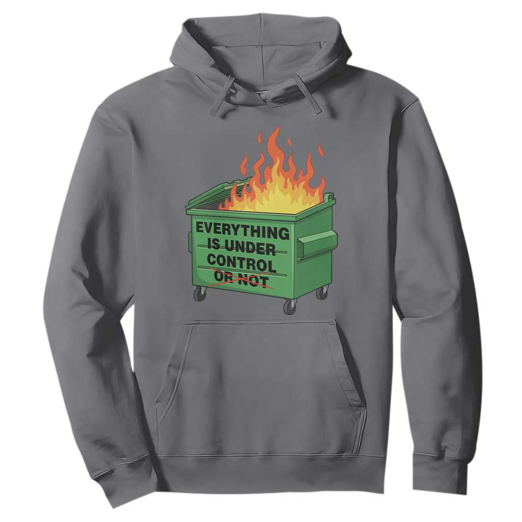 Funny Dumpster Fire Hoodie Everything Is Under Control Or Not TS11 Charcoal Print Your Wear