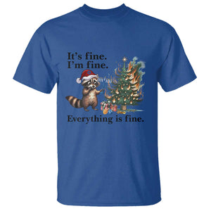 Christmas Hanukkah Racoon T Shirt Funny Its Fine I Am Fine Everything Is Fine TS11 Royal Blue Print Your Wear