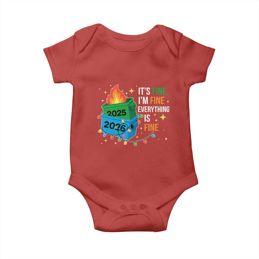 Dumpster Fire Christmas Baby Onesie Funny It's Fine I'm Fine Everything Is Fine TS11 Red Print Your Wear