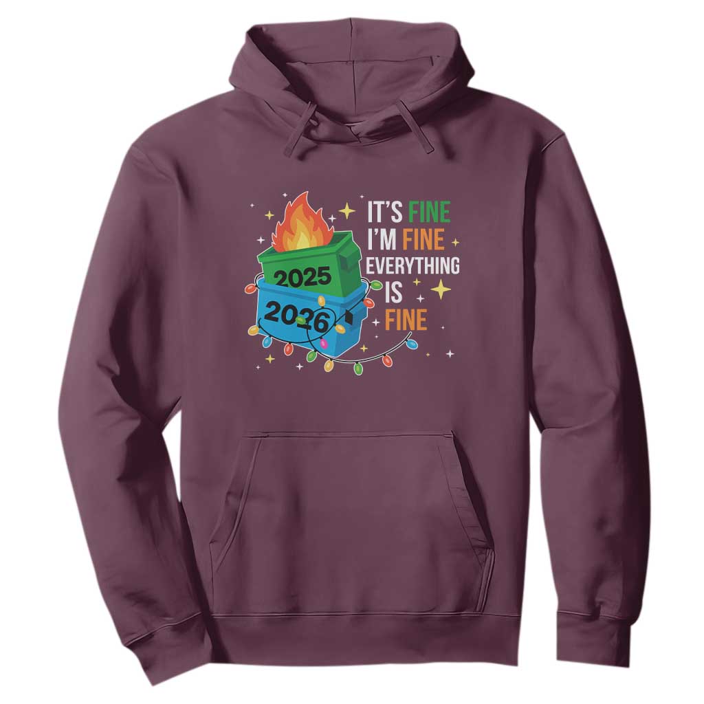 Dumpster Fire Christmas Hoodie Funny It's Fine I'm Fine Everything Is Fine TS11 Maroon Print Your Wear