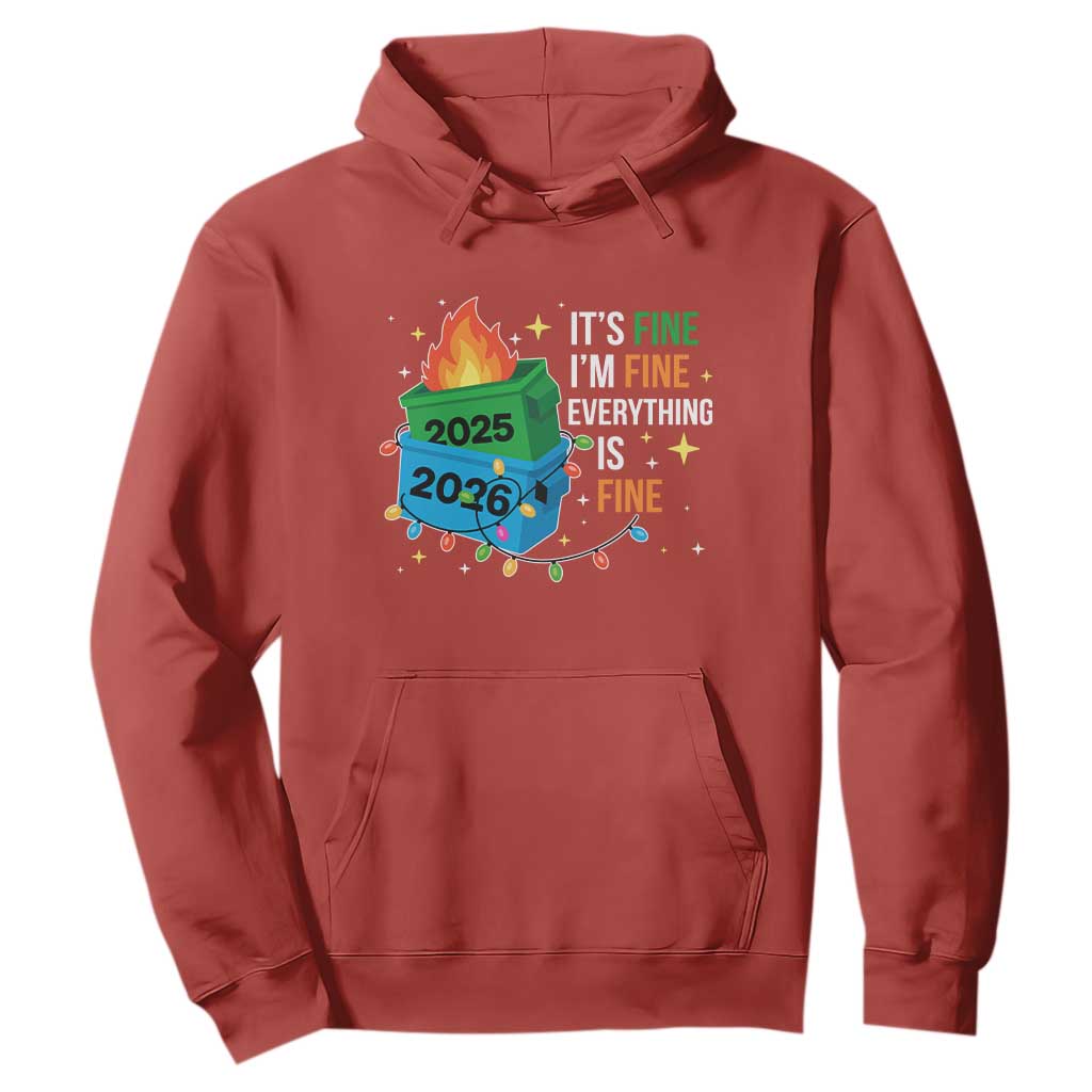 Dumpster Fire Christmas Hoodie Funny It's Fine I'm Fine Everything Is Fine TS11 Red Print Your Wear