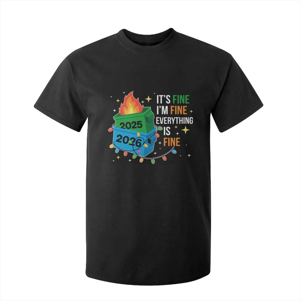 Dumpster Fire Christmas T Shirt For Kid Funny It's Fine I'm Fine Everything Is Fine TS11 Black Print Your Wear