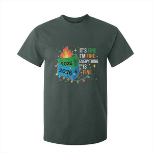 Dumpster Fire Christmas T Shirt For Kid Funny It's Fine I'm Fine Everything Is Fine TS11 Dark Forest Green Print Your Wear
