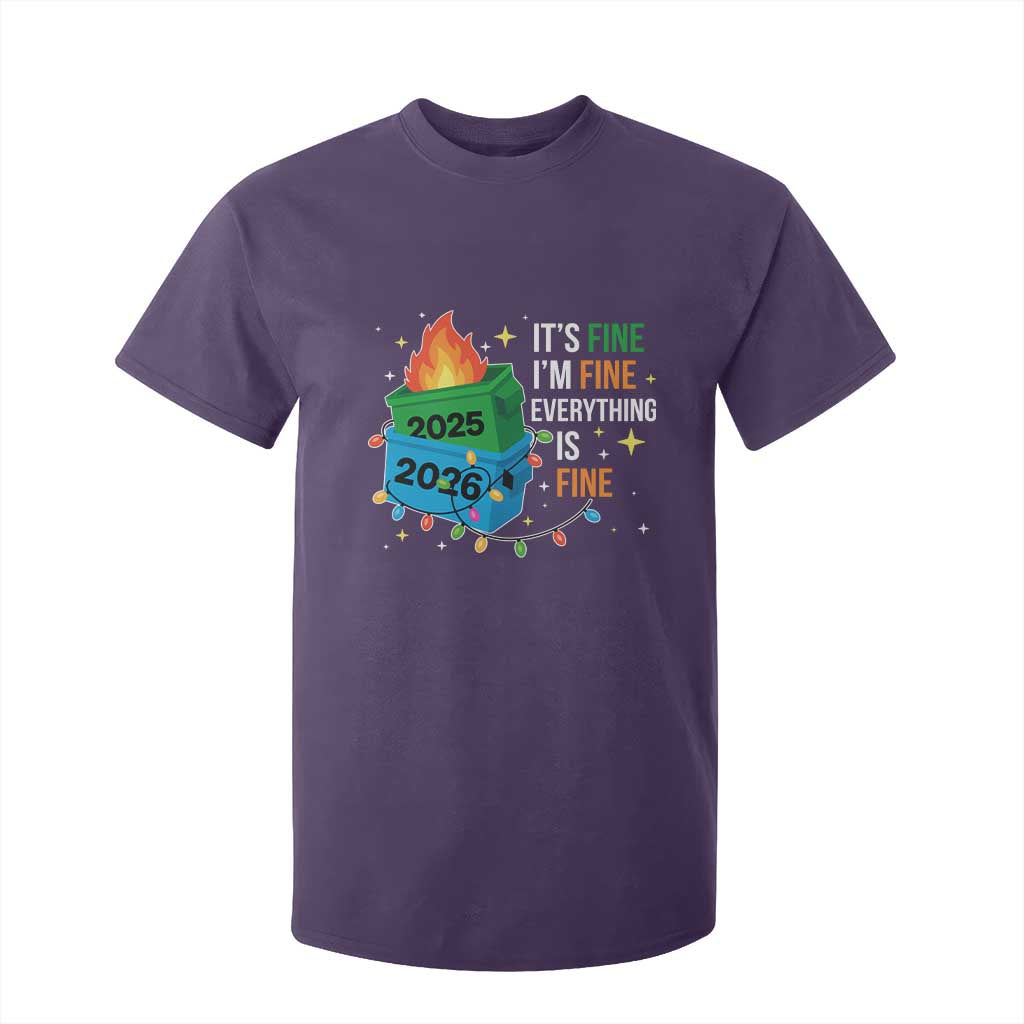 Dumpster Fire Christmas T Shirt For Kid Funny It's Fine I'm Fine Everything Is Fine TS11 Purple Print Your Wear