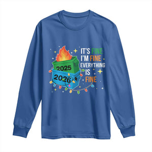 Dumpster Fire Christmas Long Sleeve Shirt Funny It's Fine I'm Fine Everything Is Fine TS11 Royal Blue Print Your Wear