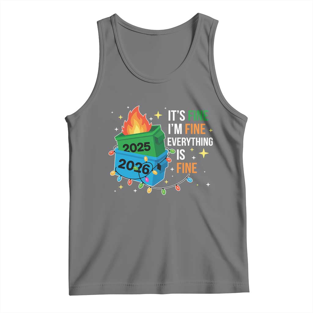 Dumpster Fire Christmas Tank Top Funny It's Fine I'm Fine Everything Is Fine TS11 Black Heather Print Your Wear