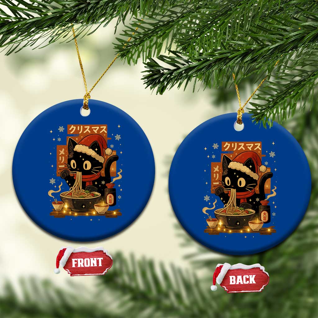 Funny Christmas Cat Ramen Ceramic Ornament Xmas Japanese Kawaii Anime Cat TS11 1pc Blue Print Your Wear