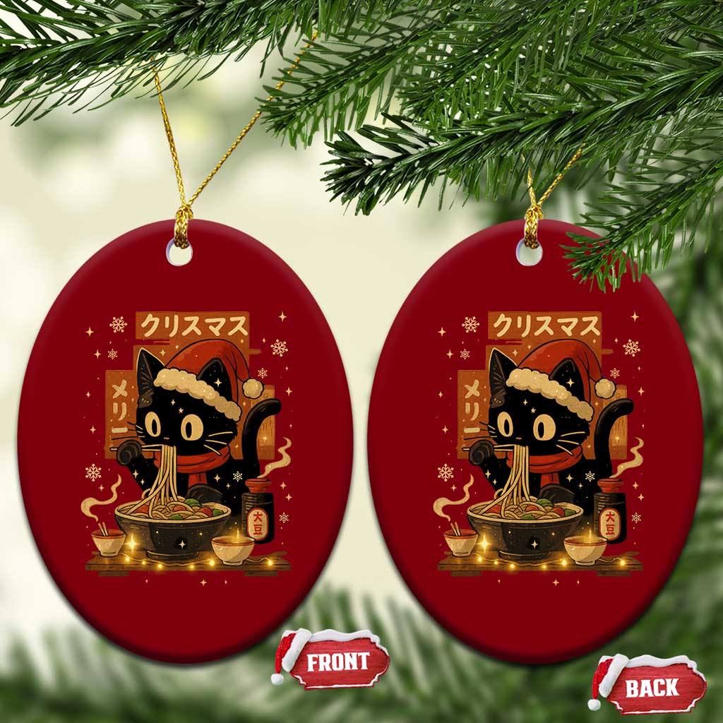 Funny Christmas Cat Ramen Ceramic Ornament Xmas Japanese Kawaii Anime Cat TS11 Print Your Wear