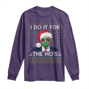 Funny Trump Christmas Long Sleeve Shirt I Do It For The Ho's Santa Trump President TS11 Purple Print Your Wear