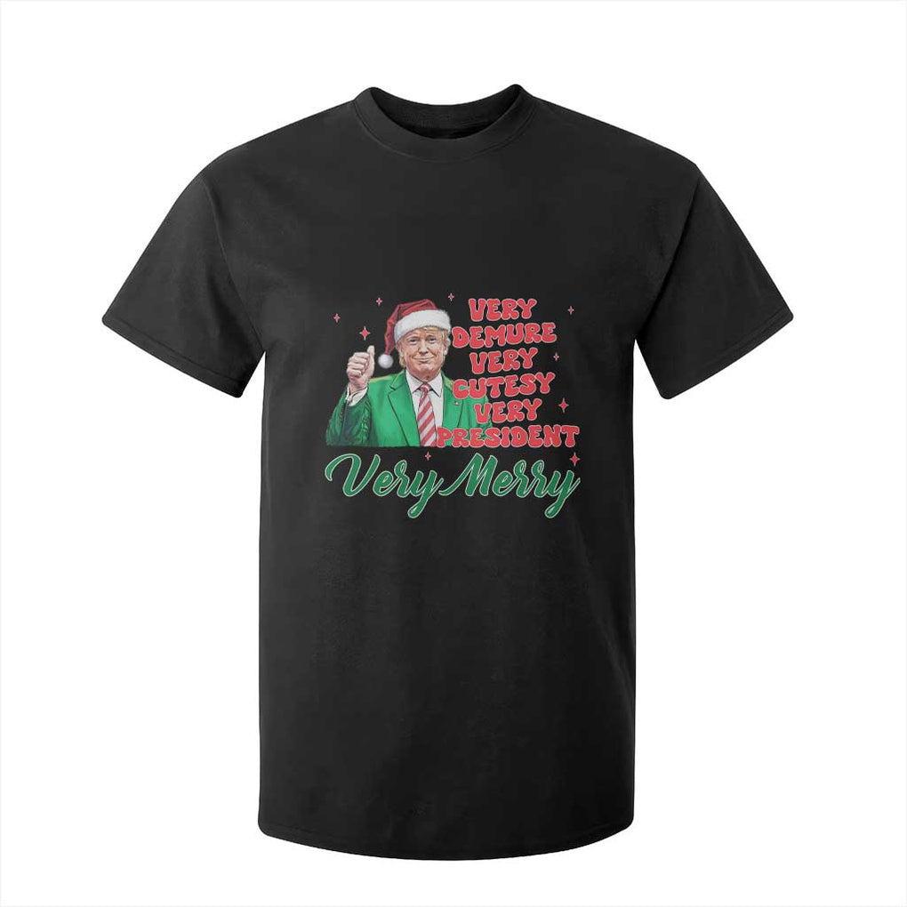 Funny Christmas Santa Trump T Shirt For Kid Very Demure Very Cutesy Very President Very Merry TS11 Black Print Your Wear