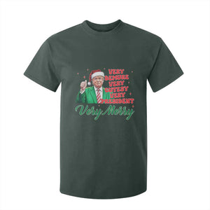 Funny Christmas Santa Trump T Shirt For Kid Very Demure Very Cutesy Very President Very Merry TS11 Dark Forest Green Print Your Wear