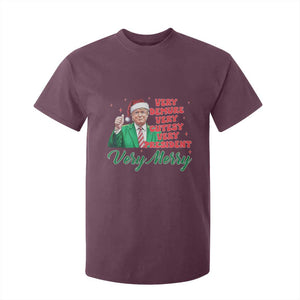 Funny Christmas Santa Trump T Shirt For Kid Very Demure Very Cutesy Very President Very Merry TS11 Maroon Print Your Wear