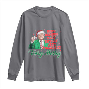 Funny Christmas Santa Trump Long Sleeve Shirt Very Demure Very Cutesy Very President Very Merry TS11 Charcoal Print Your Wear