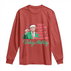 Funny Christmas Santa Trump Long Sleeve Shirt Very Demure Very Cutesy Very President Very Merry TS11 Red Print Your Wear