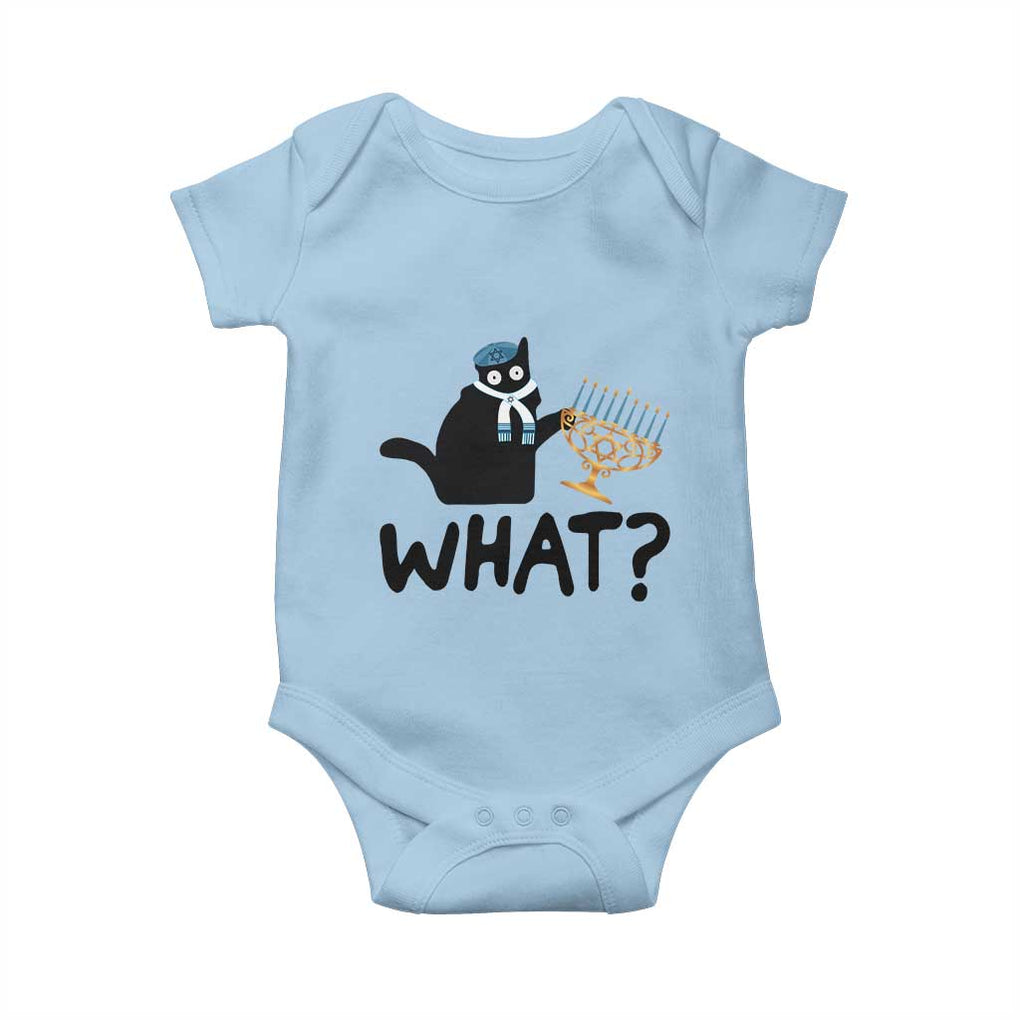 Funny What Hanukkah Black Cat Baby Onesie TS11 Light Blue Print Your Wear