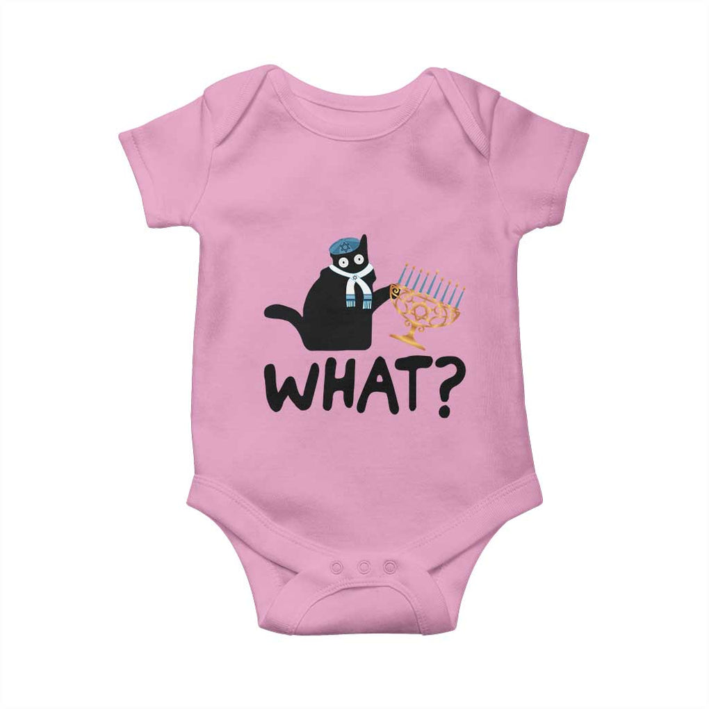 Funny What Hanukkah Black Cat Baby Onesie TS11 Light Pink Print Your Wear