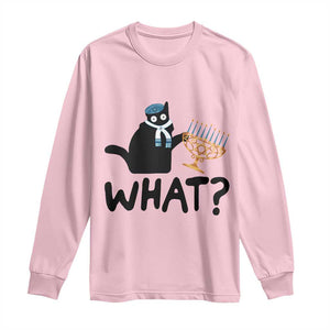 Funny What Hanukkah Black Cat Long Sleeve Shirt TS11 Light Pink Print Your Wear