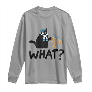 Funny What Hanukkah Black Cat Long Sleeve Shirt TS11 Sport Gray Print Your Wear