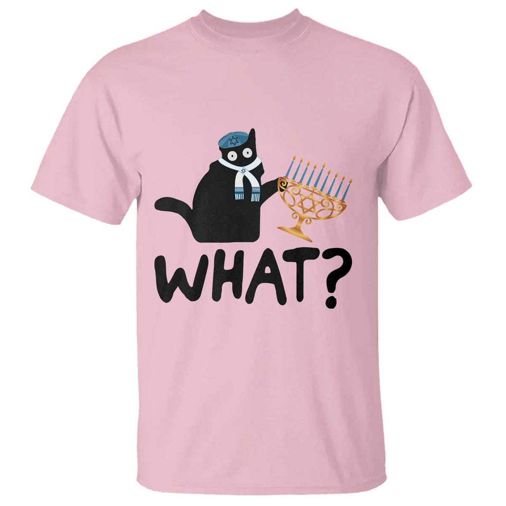 Funny What Hanukkah Black Cat T Shirt TS11 Light Pink Print Your Wear