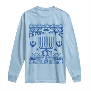 Hanukkah Holiday Long Sleeve Shirt Return Of The Judai Chanukah Jewish Festival TS11 Light Blue Print Your Wear