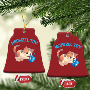 Funny Hanukkah Cats Christmas Ornament Meowzel Tov Dreidels Chanukah Jewish Festival TS11 Bell Flake Red Print Your Wear