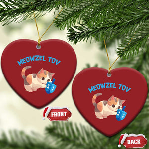 Funny Hanukkah Cats Christmas Ornament Meowzel Tov Dreidels Chanukah Jewish Festival TS11 Heart Red Print Your Wear