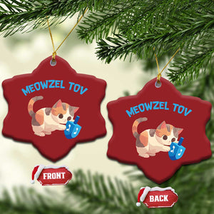 Funny Hanukkah Cats Christmas Ornament Meowzel Tov Dreidels Chanukah Jewish Festival TS11 Snow Flake Red Print Your Wear