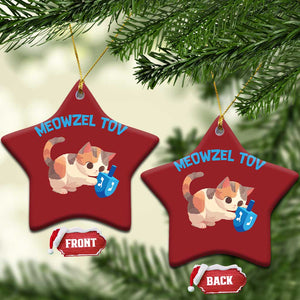 Funny Hanukkah Cats Christmas Ornament Meowzel Tov Dreidels Chanukah Jewish Festival TS11 Star Red Print Your Wear