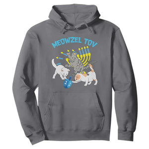 Funny Hanukkah Cats Hoodie Meowzel Tov Dreidels Menorah Chanukah Jewish Festival TS11 Charcoal Print Your Wear