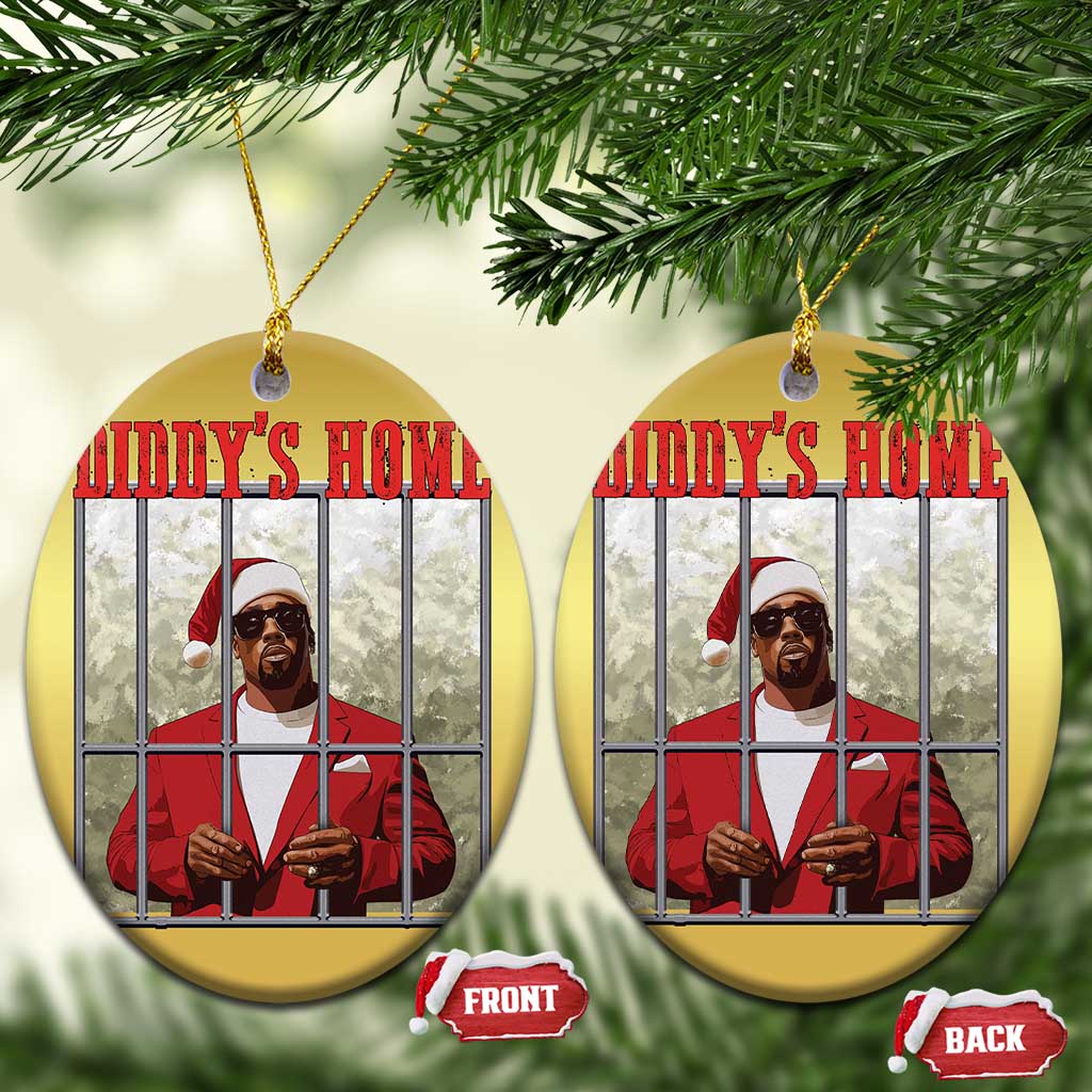 Funny Dirty Xmas Santa Diddy's Home Christmas Ornament TS11 Oval Gold Print Your Wear