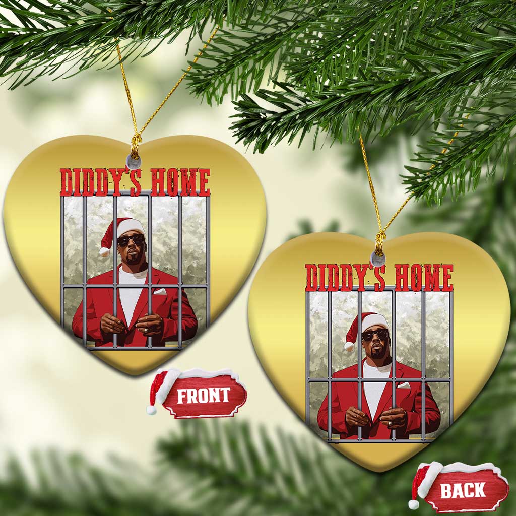 Funny Dirty Xmas Santa Diddy's Home Christmas Ornament TS11 Heart Gold Print Your Wear