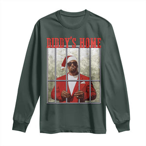 Funny Dirty Christmas Santa Diddy's Home Long Sleeve Shirt TS11 Dark Forest Green Print Your Wear