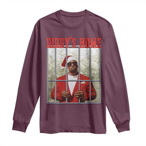 Funny Dirty Christmas Santa Diddy's Home Long Sleeve Shirt TS11 Maroon Print Your Wear