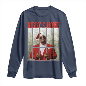 Funny Dirty Christmas Santa Diddy's Home Long Sleeve Shirt TS11 Navy Print Your Wear