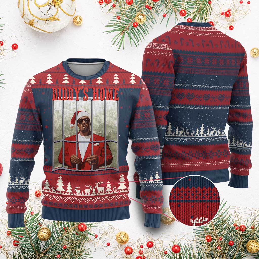 Funny Dirty Xmas Santa Diddy's Home Ugly Christmas Sweater TS11 Burgundy Print Your Wear