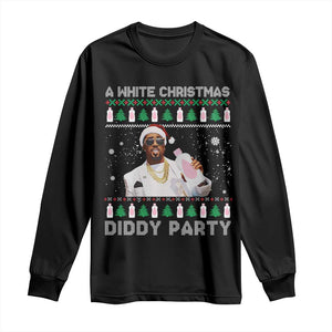 Funny Dirty Santa Diddy Christmas Long Sleeve Shirt A White Xmas Diddy Party Snowflake TS11 Black Print Your Wear