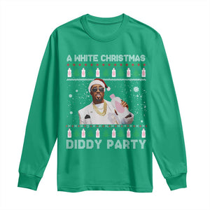 Funny Dirty Santa Diddy Christmas Long Sleeve Shirt A White Xmas Diddy Party Snowflake TS11 Irish Green Print Your Wear