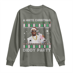 Funny Dirty Santa Diddy Christmas Long Sleeve Shirt A White Xmas Diddy Party Snowflake TS11 Military Green Print Your Wear