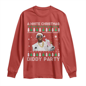 Funny Dirty Santa Diddy Christmas Long Sleeve Shirt A White Xmas Diddy Party Snowflake TS11 Red Print Your Wear